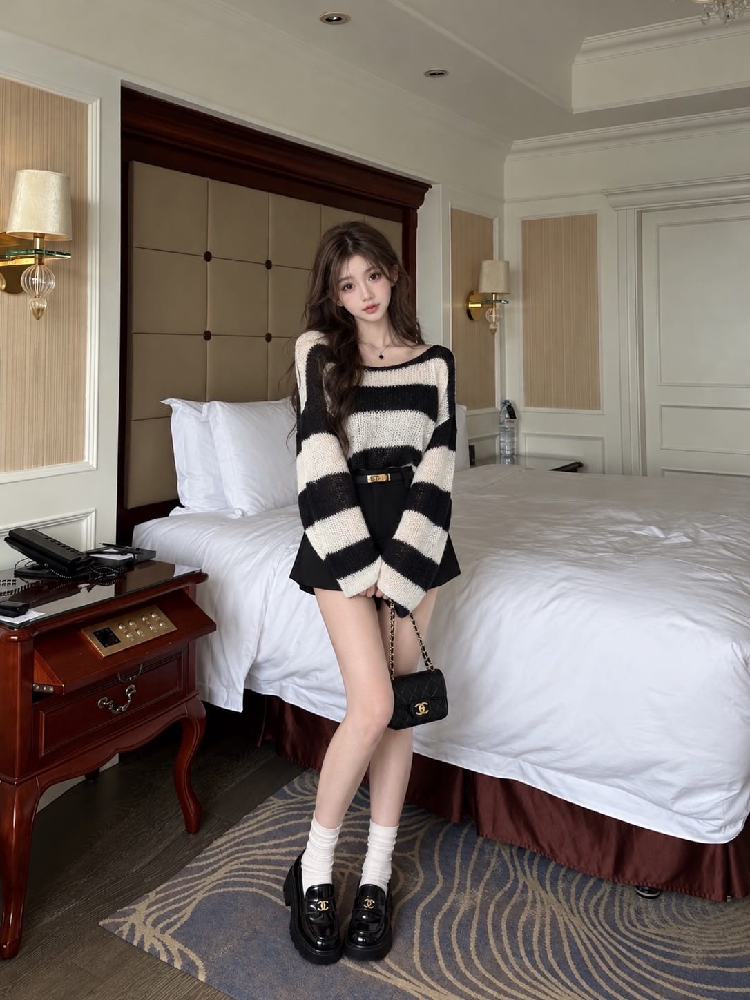 韓系慵懶感大圓領針織上衣 ♡