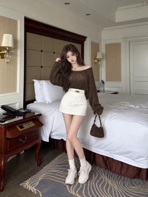 韓系慵懶感大圓領針織上衣 ♡
