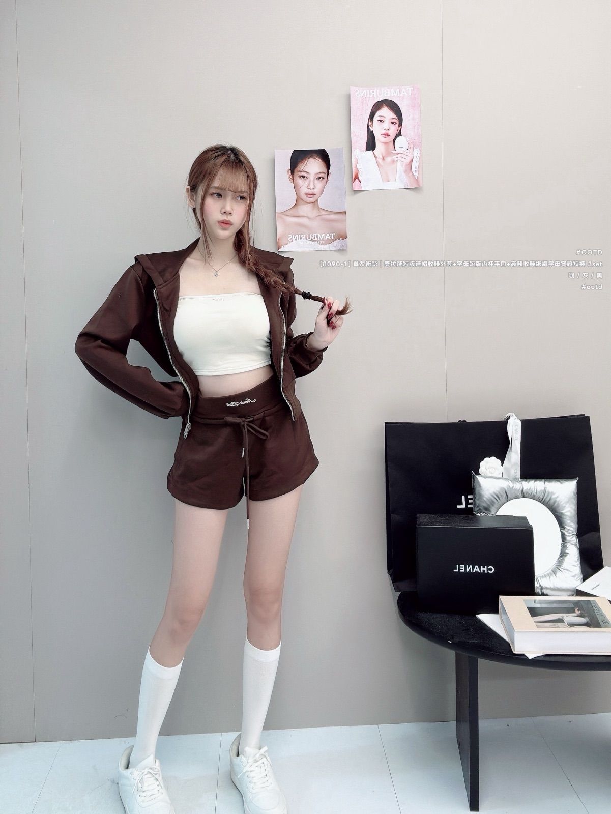 商品名稱 暮灰街語・美式雙拉鏈短版三件式套裝