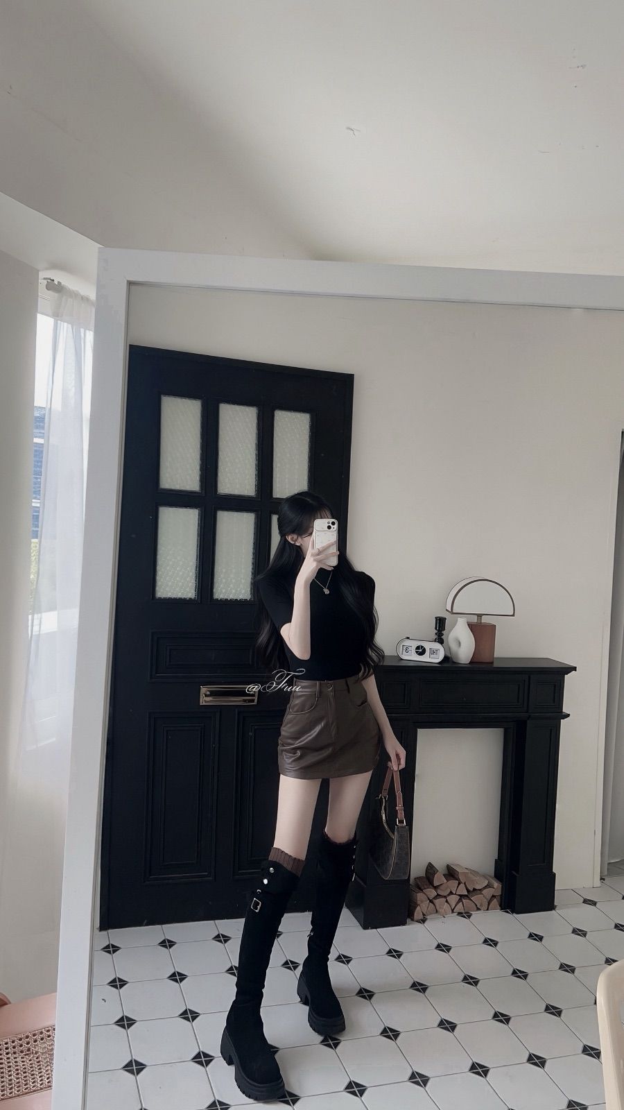 52175|高街辣妹高腰拉鏈皮革包臀短裙 🖤