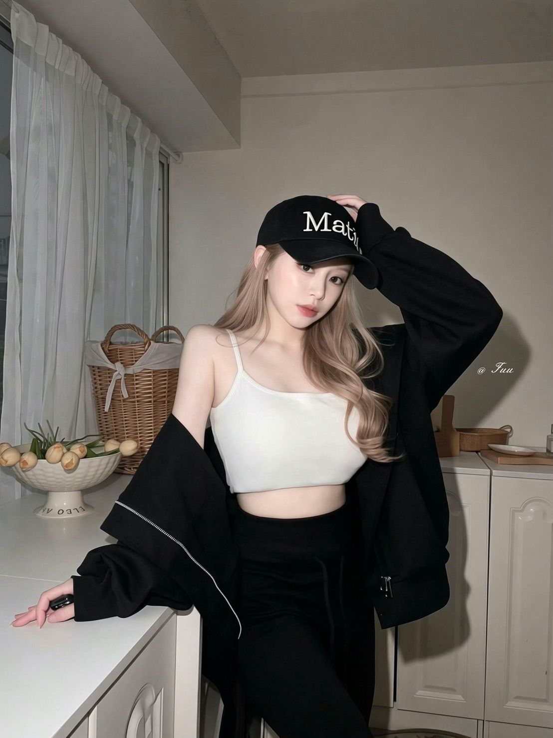 美式慵懶雙拉鍊連帽外套喇叭褲兩件套 🖤