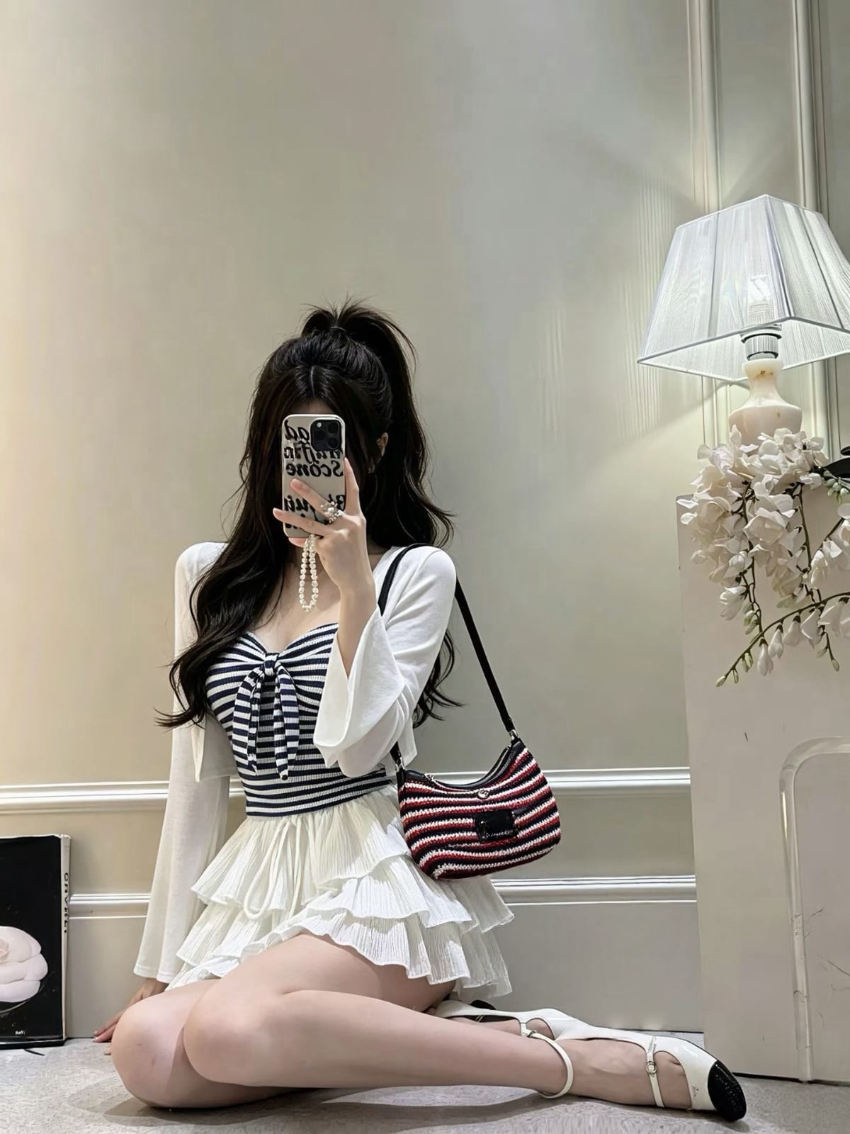 ♡ 海鹽甜心・條紋蝴蝶結蛋糕裙套裝